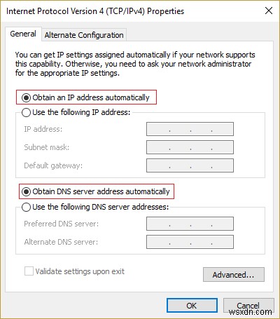 Windows 10 で WiFi に対して DHCP が有効になっていない問題を修正 