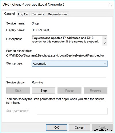 Windows 10 で WiFi に対して DHCP が有効になっていない問題を修正 