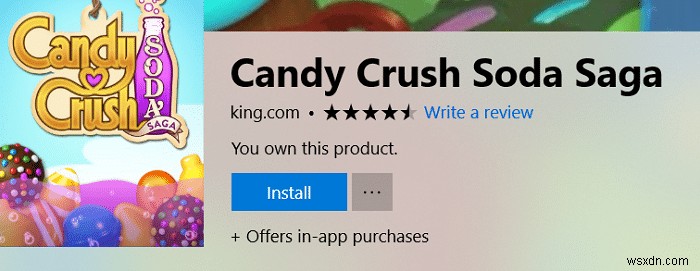 Windows 10 から Candy Crush Soda Saga を削除します 