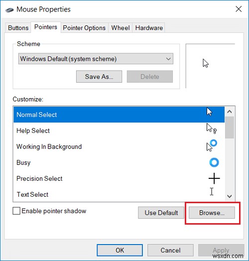 Windows 10 でマウス ポインターを変更する方法 