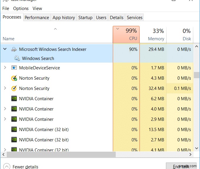 Searchindexer.exe の高い CPU 使用率を修正 