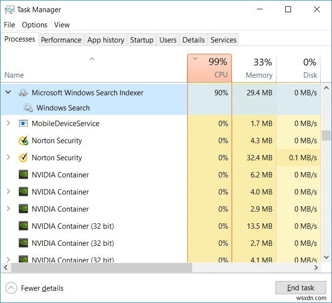 Searchindexer.exe の高い CPU 使用率を修正 