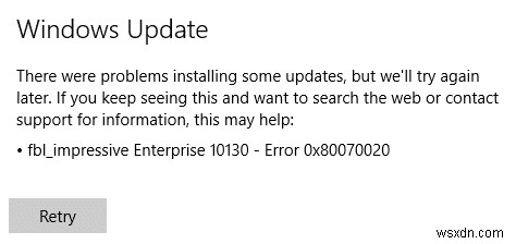 Windows Update エラー 0x80070020 を修正 