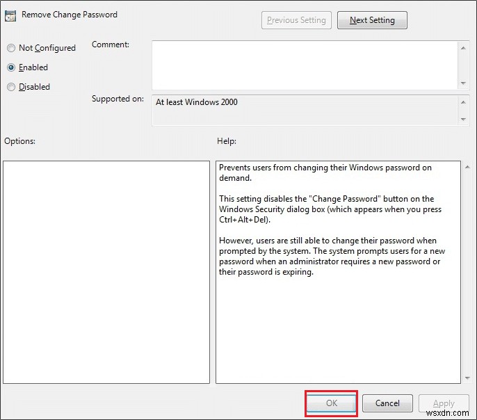 Windows 10 でユーザーがパスワードを変更できないようにする方法
