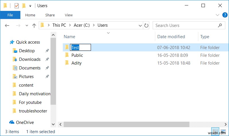 Windows 10 でユーザー プロファイル フォルダの名前を変更する