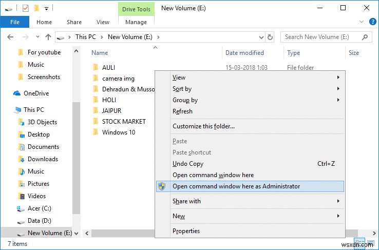 Windows 10 のコンテキスト メニューで [Open command window here] を管理者として追加します。 