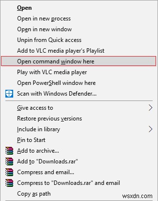 Windows 10 のコンテキスト メニューで [Open command window here] を管理者として追加します。 