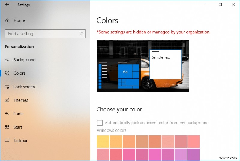 Windows 10 で色と外観が変更されないようにする 