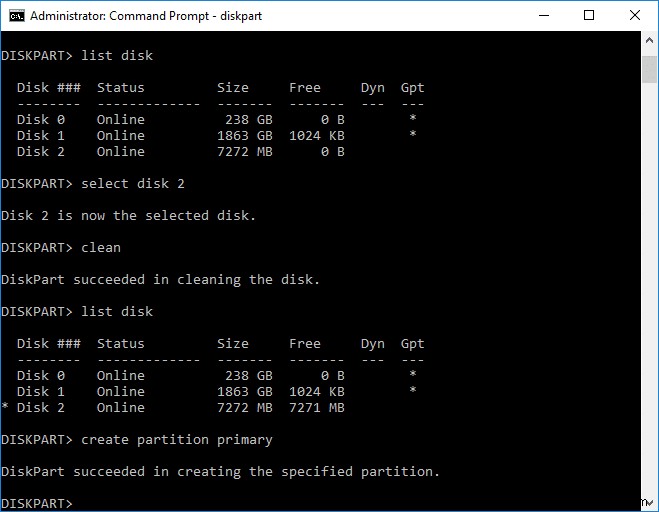 Windows 10 で Diskpart Clean コマンドを使用してディスクをクリーンアップする 