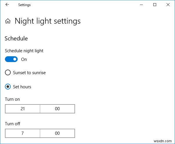 Windows 10 で常夜灯を有効または無効にする 