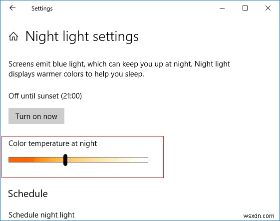 Windows 10 で常夜灯を有効または無効にする 