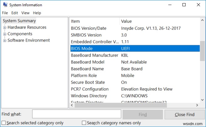 PC が UEFI またはレガシー BIOS を使用しているかどうかを確認する方法