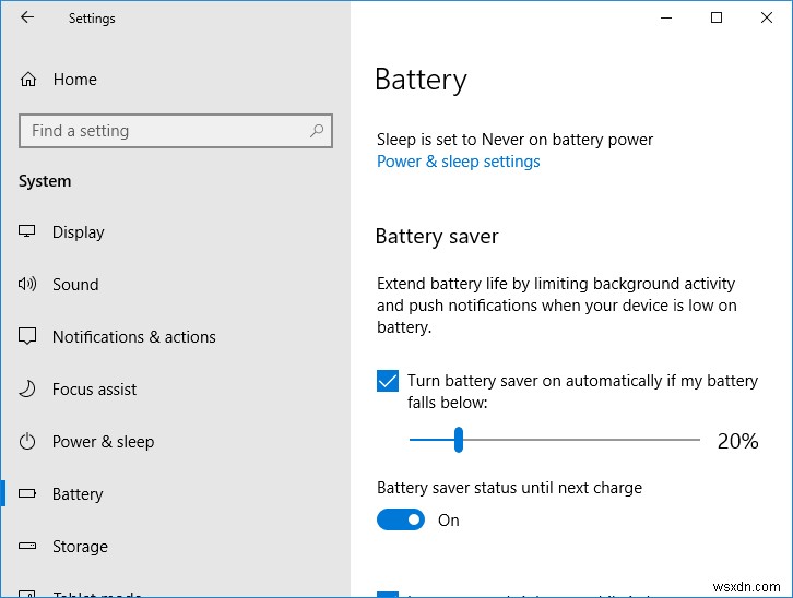 Windows 10 でバッテリー セーバーを有効または無効にする方法 
