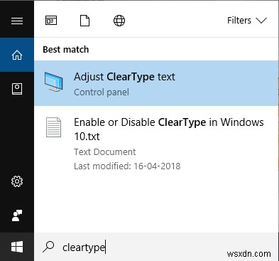 Windows 10 で ClearType を有効または無効にする 