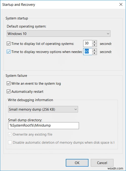 Windows 10 の起動時にオペレーティング システムの一覧を表示する時間を変更する 