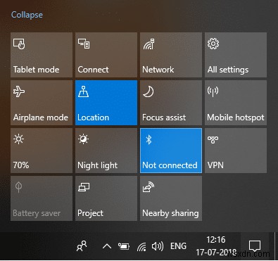 Windows 10 で Bluetooth を有効または無効にする 