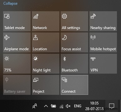 Windows 10 で Miracast を使用してワイヤレス ディスプレイに接続する 