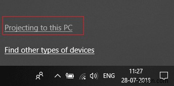 Windows 10 で Miracast を使用してワイヤレス ディスプレイに接続する 