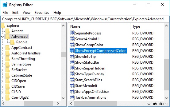 Windows 10 で圧縮または暗号化されたファイル名を色で表示する 