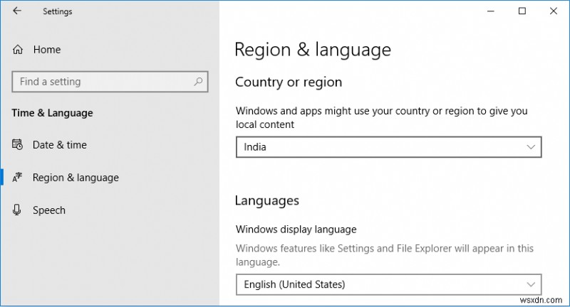 Windows 10 で国または地域を変更する方法