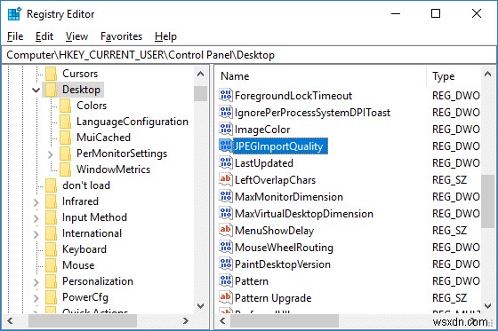 Windows 10 でデスクトップの壁紙の JPEG 品質低下を無効にする