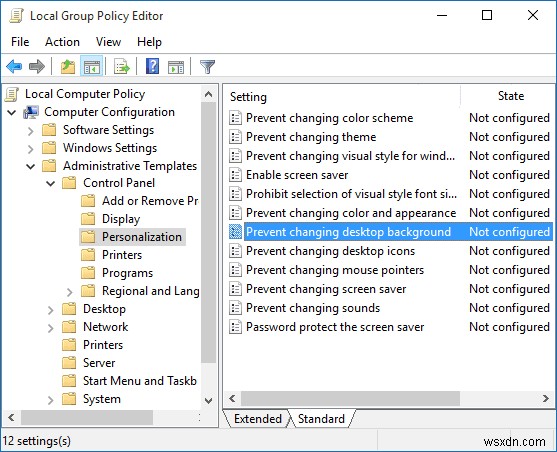 Windows 10 でユーザーがデスクトップの壁紙を変更できないようにする 