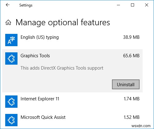 Windows 10 でグラフィックス ツールをインストールまたはアンインストールする方法