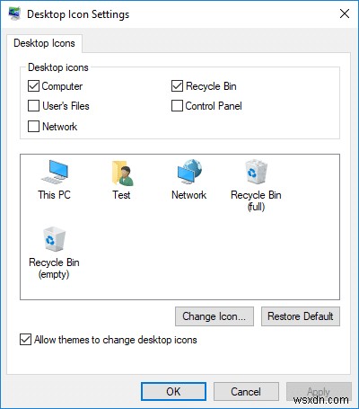 Windows 10 テーマによるデスクトップ アイコンの変更を許可または禁止する
