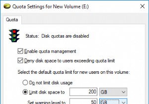Windows 10 でディスク クォータの制限と警告レベルを設定する方法 