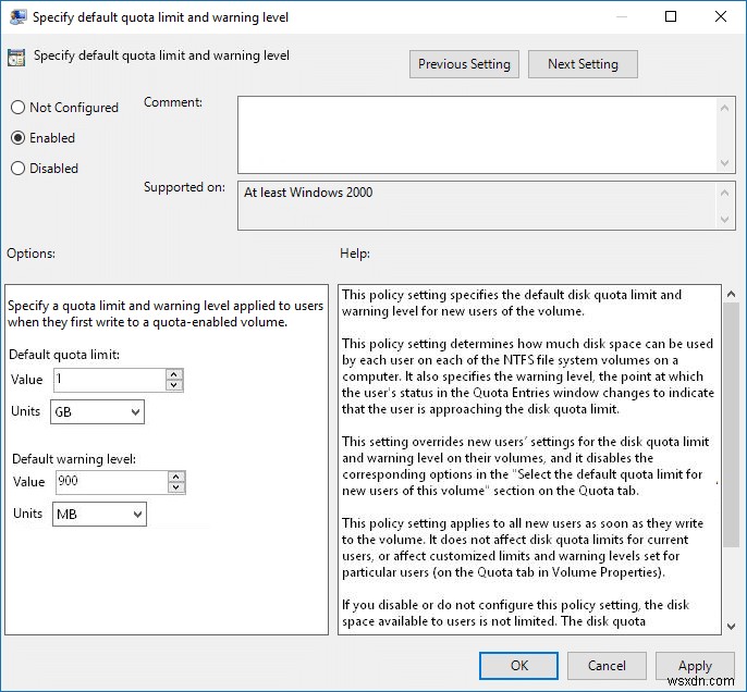 Windows 10 でディスク クォータの制限と警告レベルを設定する方法 