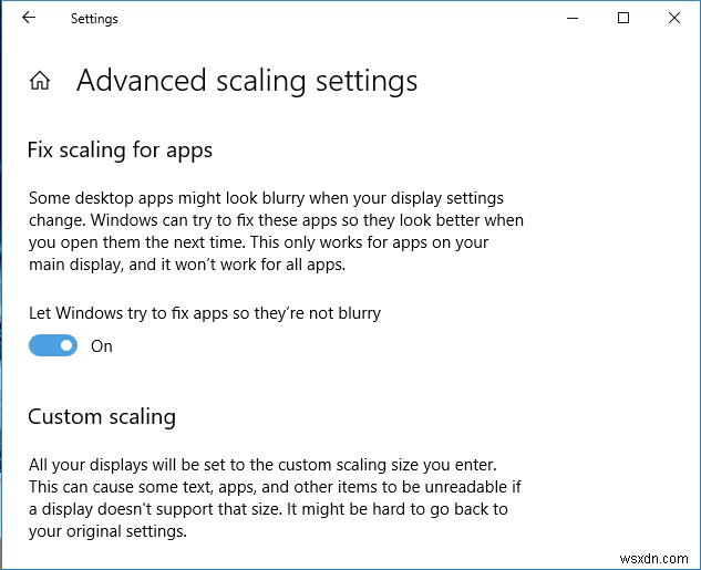 Windows 10 でぼやけたアプリのスケーリングを修正する方法