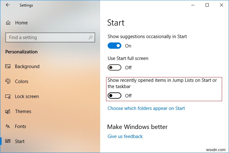 Windows 10 で最近使ったアイテムとよく使う場所をオフにする 
