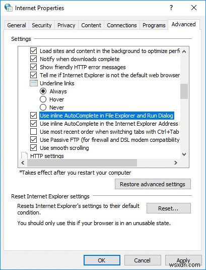 Windows 10 でインライン オートコンプリートを有効または無効にする 