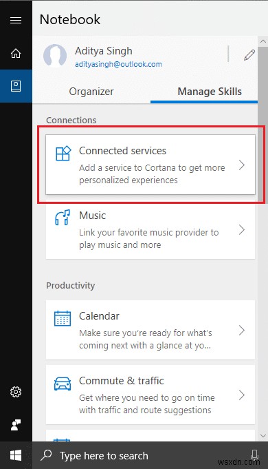 Windows 10 で Cortana を Gmail アカウントに接続する方法 