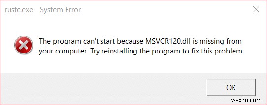 Windows 10 で MSVCR120.dll が見つからない問題を修正 [解決済み] 