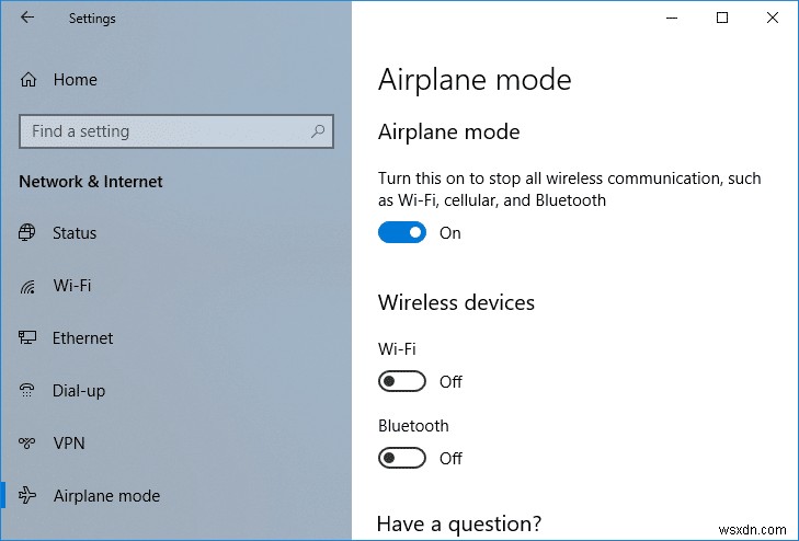 Windows 10 で機内モードがオフにならない [解決済み]