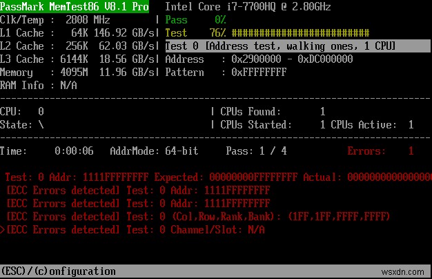 コンピュータの RAM をテストしてメモリ不良がないか確認する