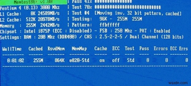 コンピュータの RAM をテストしてメモリ不良がないか確認する