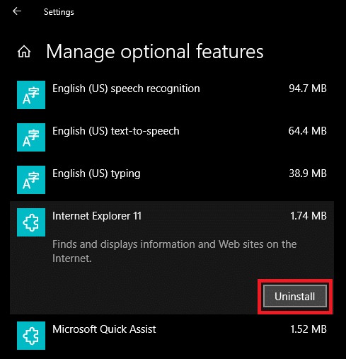 Windows 10 から Internet Explorer をアンインストールする方法 