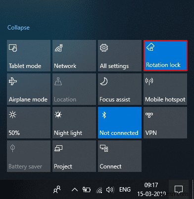 Windows 10 でグレー表示された回転ロックを修正 