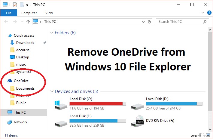 Windows 10 PC で OneDrive を無効にする 