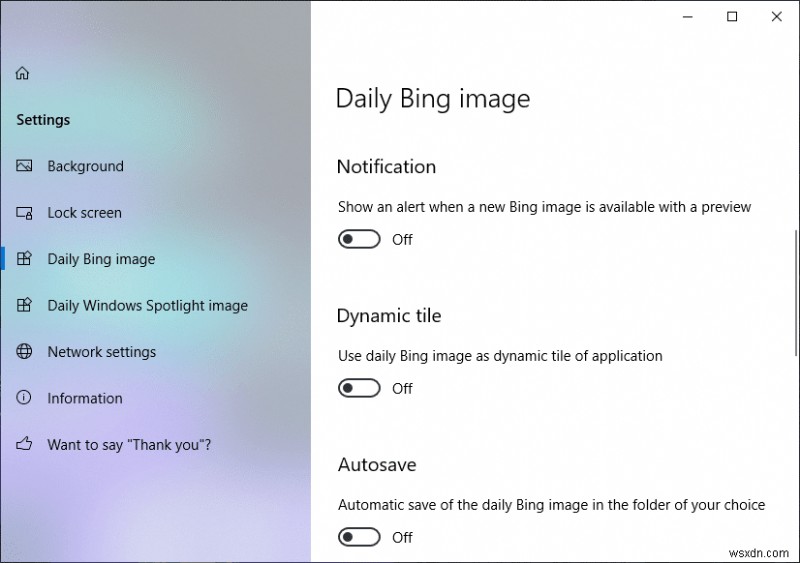 Windows 10 で毎日の Bing 画像を壁紙として設定する