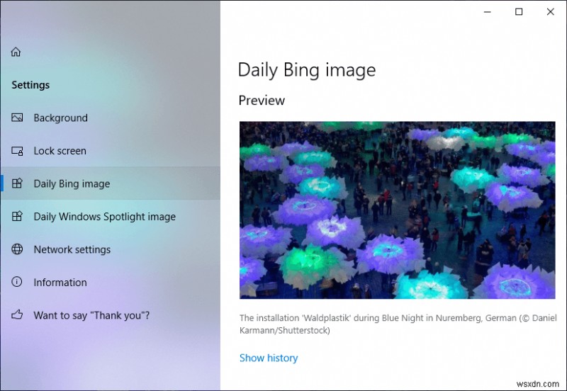 Windows 10 で毎日の Bing 画像を壁紙として設定する