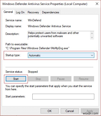 Windows Defender をオンにできない問題を修正