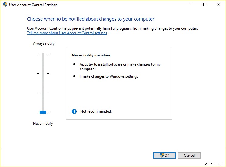 Windows 10 でユーザー アカウント制御 (UAC) を無効にする 