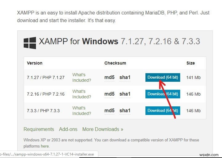 Windows 10 に XAMPP をインストールして構成する