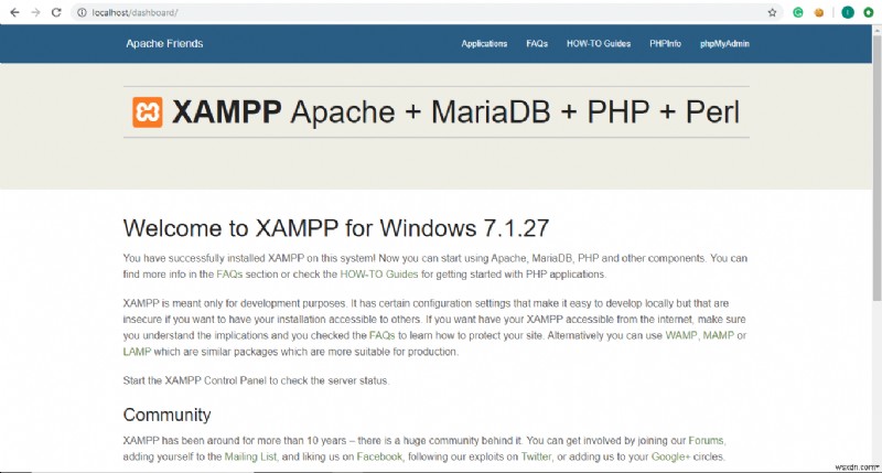 Windows 10 に XAMPP をインストールして構成する