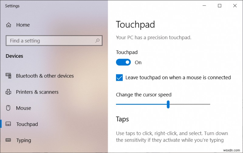 Windows 10 でマウスが接続されている場合はタッチパッドを無効にする
