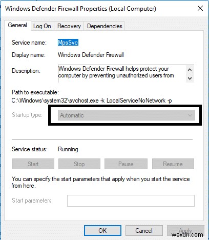 Windows Defender ファイアウォールを有効にできない問題を修正