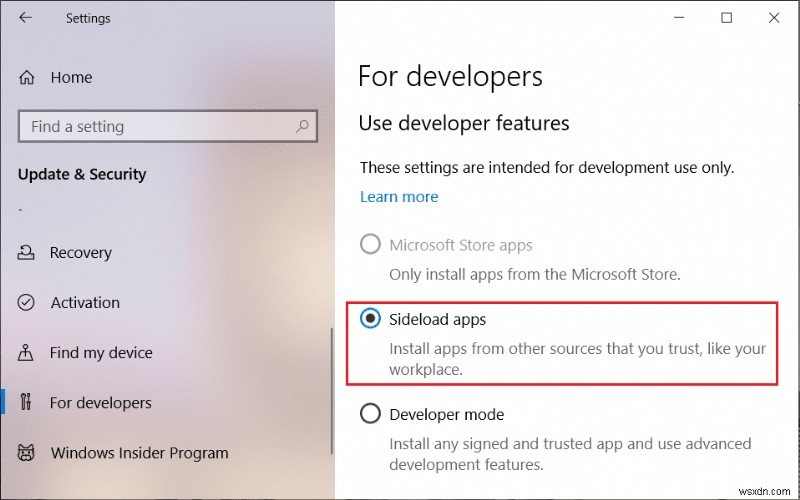 Windows 10 でアプリをサイドロードする方法